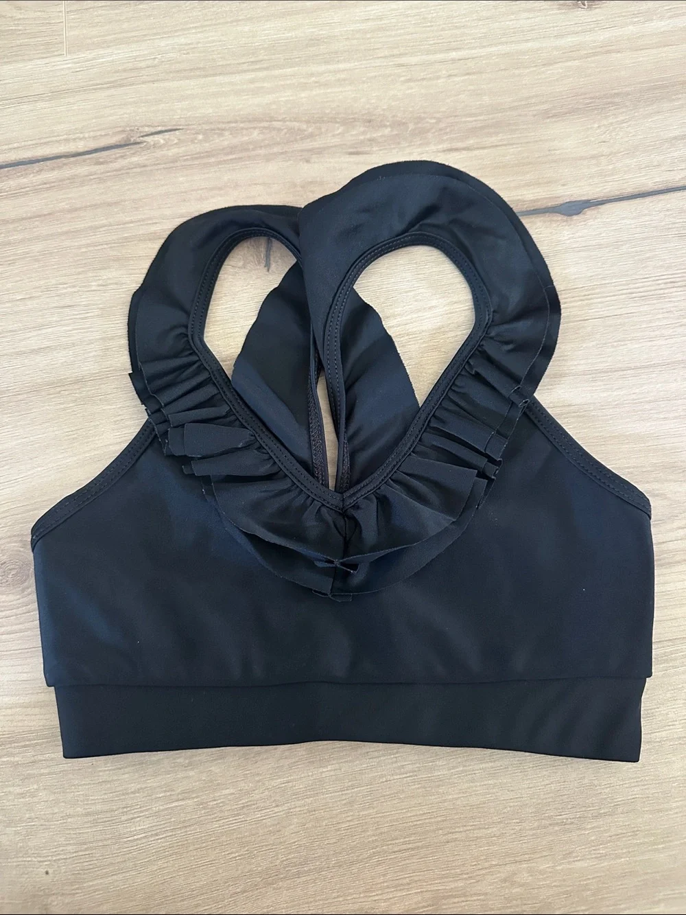 Black Ruffle Back Dance Crop Top - Unbranded